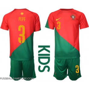 Portugal Pepe #3 Replik Heimtrikot Kinder WM 2022 Kurzarm (+ Kurze Hosen)